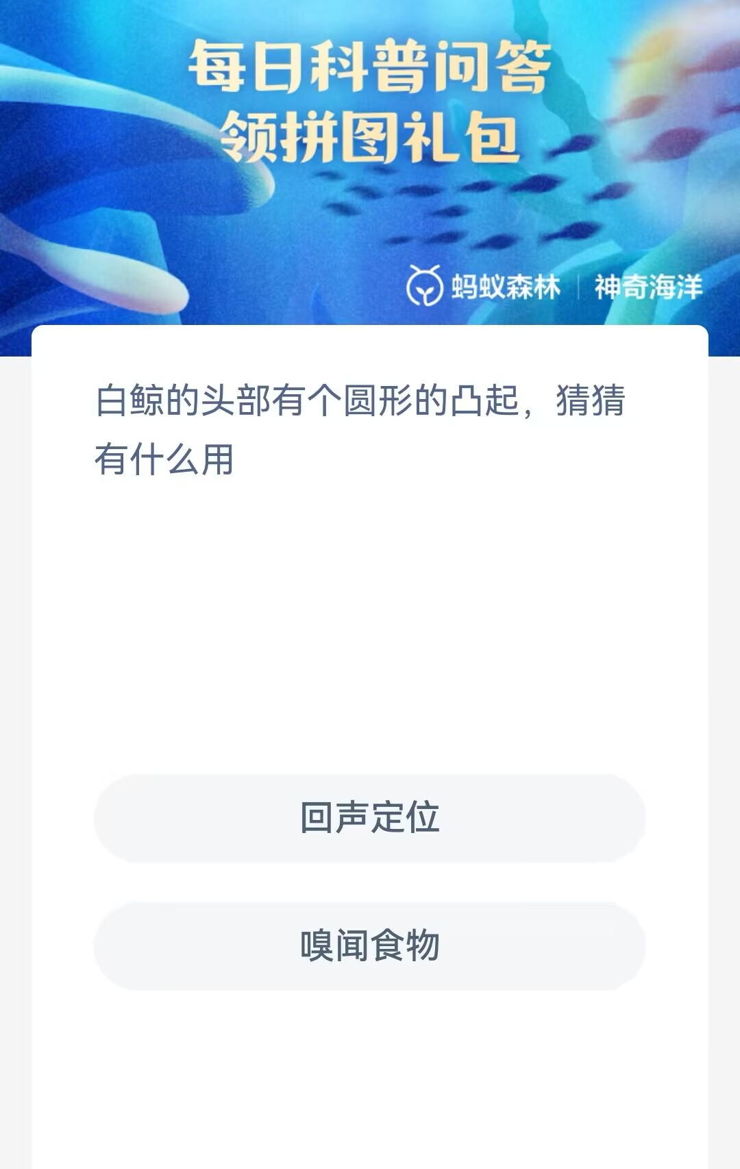 《支付宝》2023神奇海洋科普问答答案10.26
