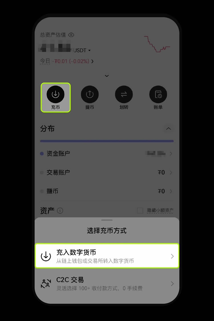USDT充币界面