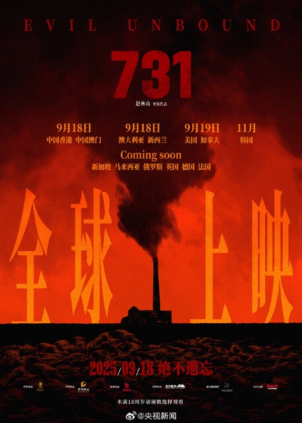 2025年9月电影总票房破20亿：《731》票房破11亿排名第一 观影人次破3000万 