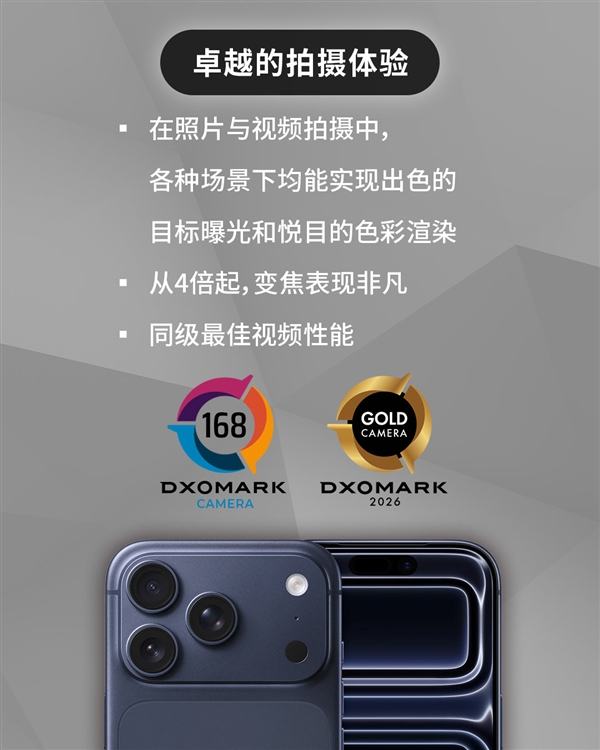 iPhone 17 Pro相机DXO排名出炉：全球第三！视频依然行业天花板