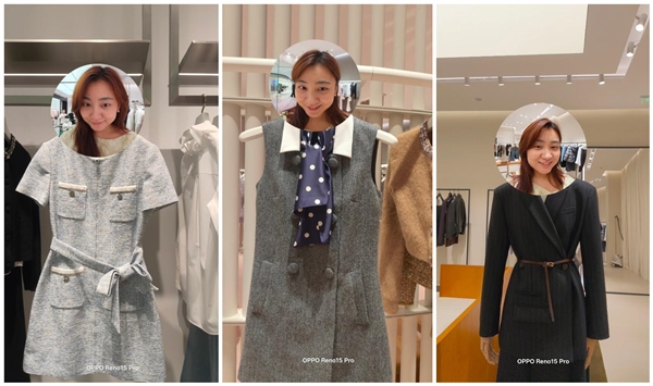 OPPO Reno15支持前后同拍实况图:女生试衣必备神器