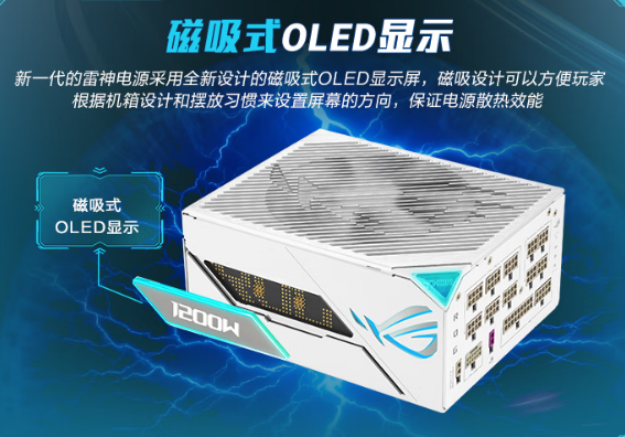 ROG雷神3代1200W电源新增纯白版本:磁吸OLED侧屏 售价3899元