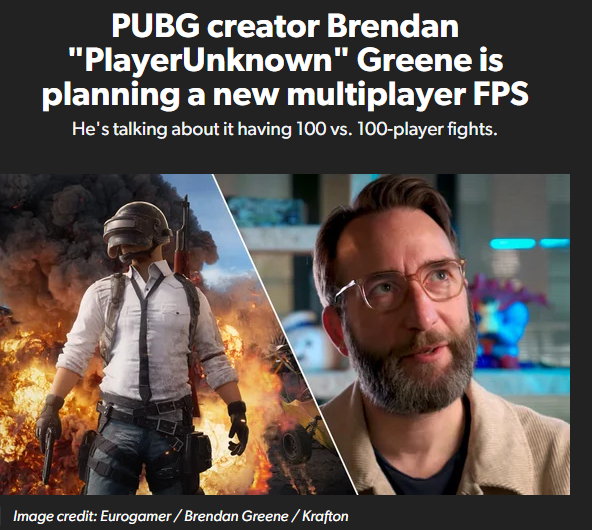 Brendan Greene透露100VS100新游戏计划