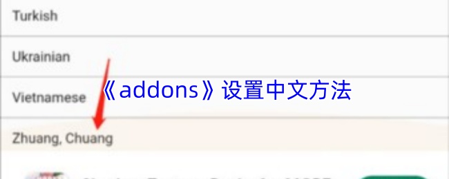 addons界面语言设置入口