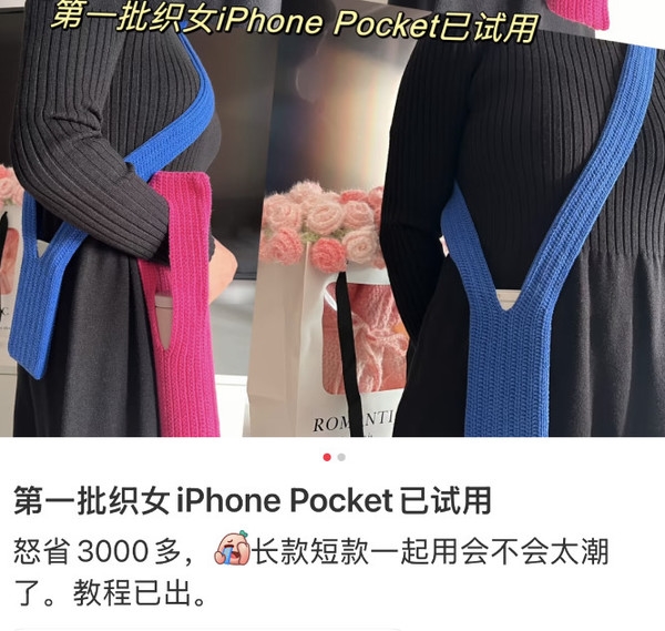 怒省3000多元！大量网友用钩针复刻iPhone Pocket