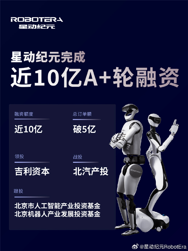 吉利资本领投!星动纪元斩获近10亿A+轮融资:创具身智能单笔投资最高纪录