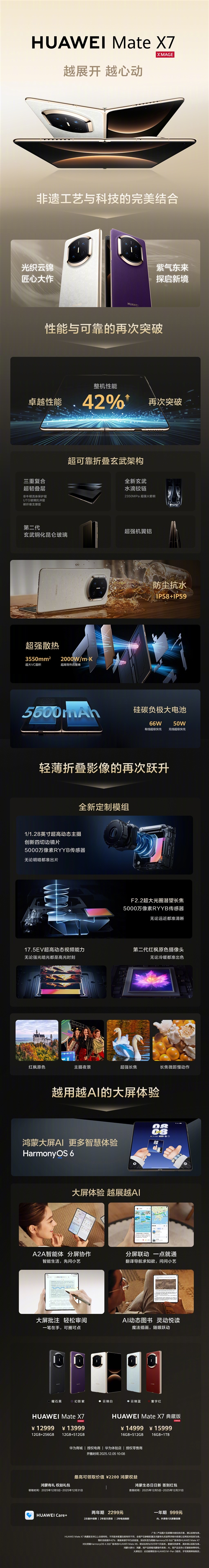 12999元起 一图了解华为Mate X7:首发20GB内存 最强折叠屏