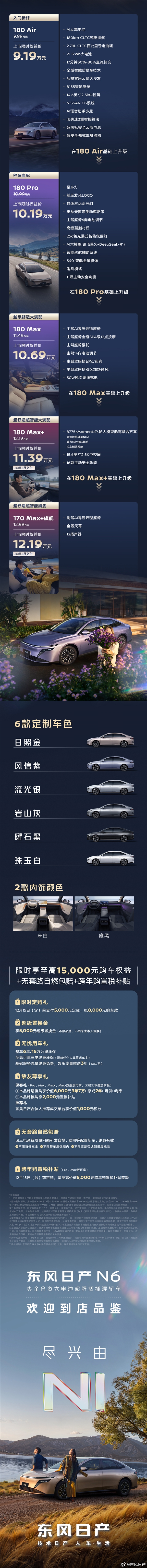 合资真来掀桌子了 全新东风日产N6上市：限时9.19万起 