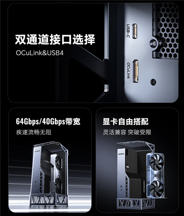 2299元!绿联显卡扩展坞自带OCuLink、USB4双接口