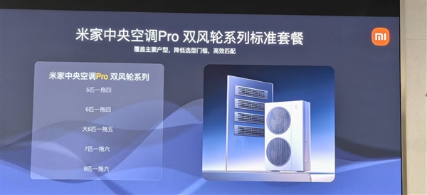 小米首款自产中央空调！米家中央空调Pro双风轮参数公布：最高8匹一拖六