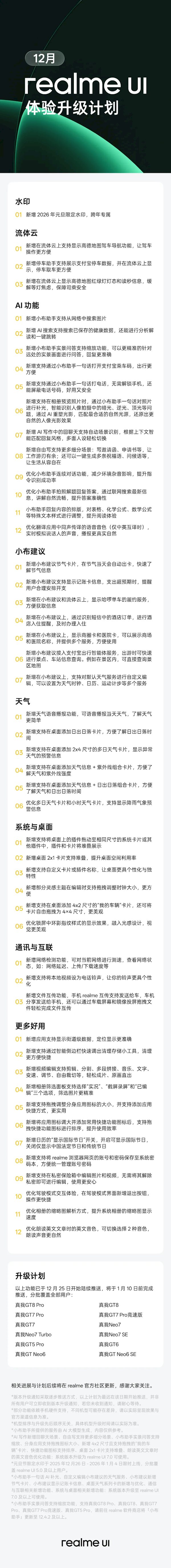 realme UI 7.0 12月更新推送：新增/优化50项功能 支持12款机型