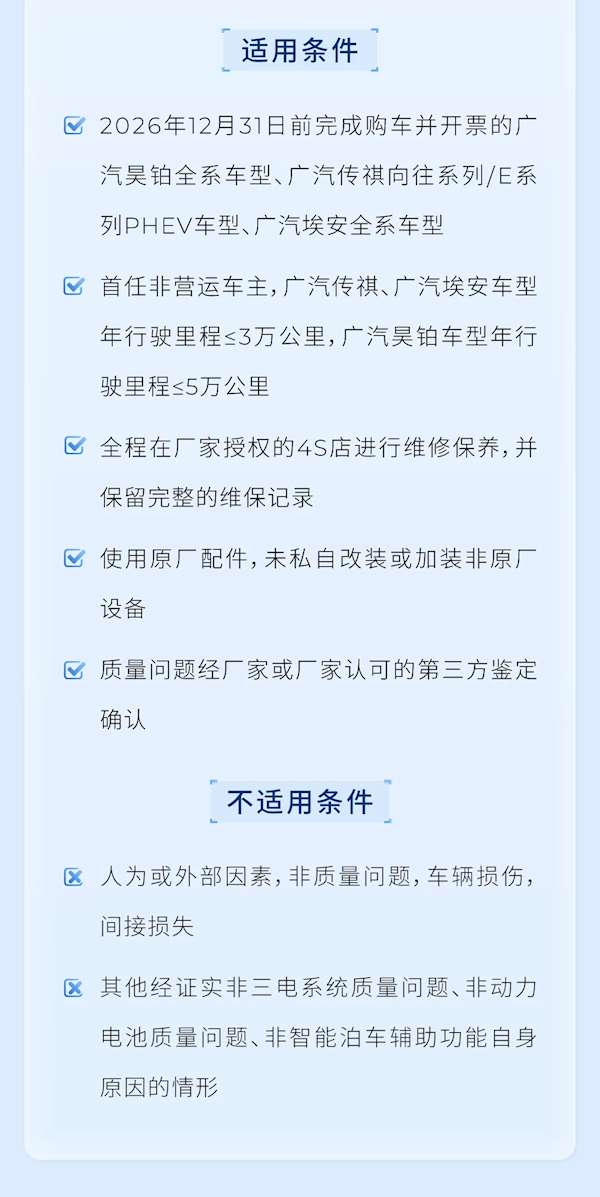 广汽豪横官宣：电池起火赔新车、衰减超限免费换、泊车辅助事故担全责