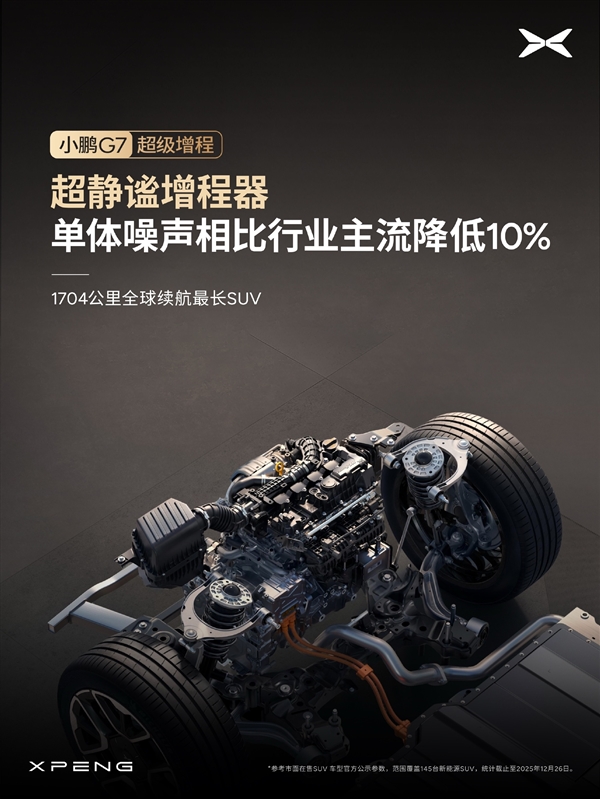 1704公里 全球续航最长的SUV!小鹏G7超级增程标配主动降噪技术