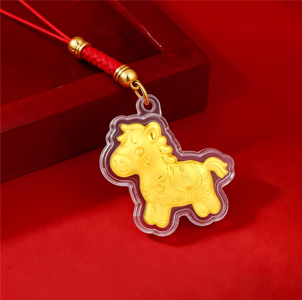 “马”上有钱:金六福吉祥生肖金片挂件9.9元官方发车(立减百元)