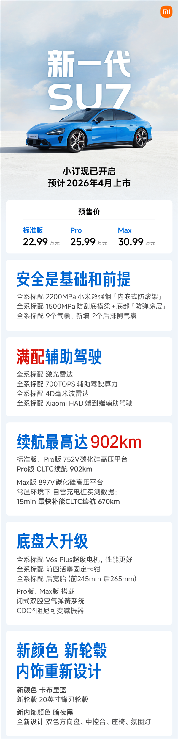 小米：强烈推荐老款SU7排单用户升级新一代SU7！会优先排产