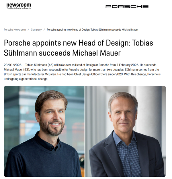 任职超21年！保时捷功勋设计总监莫尔下月离职