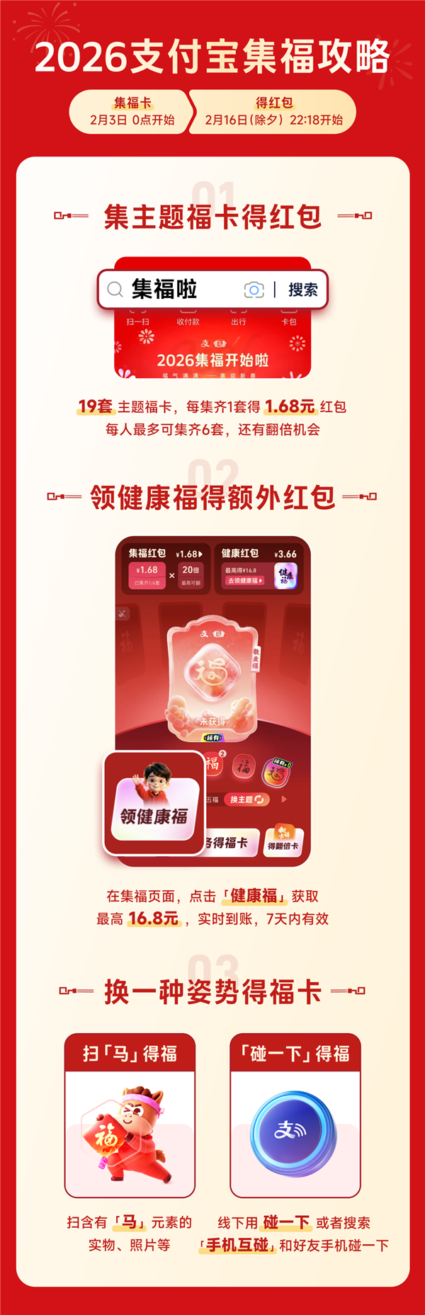 2026支付宝集福明天正式开启！攻略来了：19套主题卡 每集齐一套1.68元红包