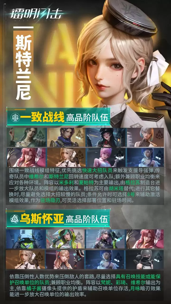 镭明闪击斯特兰妮武器及阵容推荐