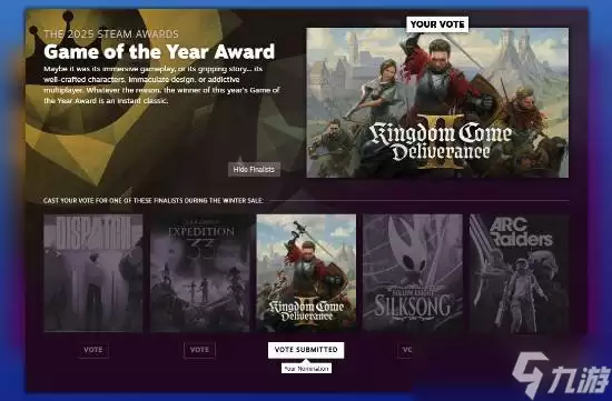 年度最佳请选我!《天国:拯救2》官方为Steam大奖拉票